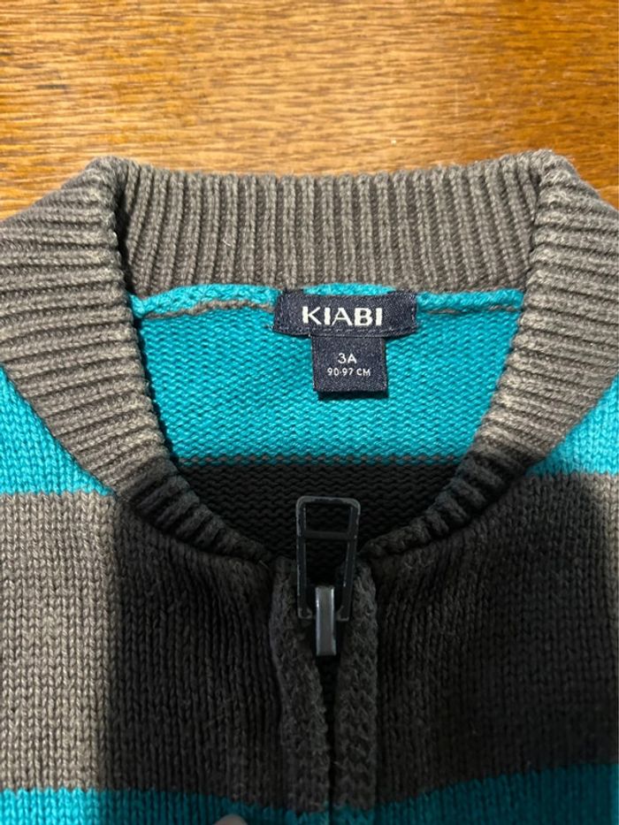 Gilet zippé bleu et marron - photo numéro 2