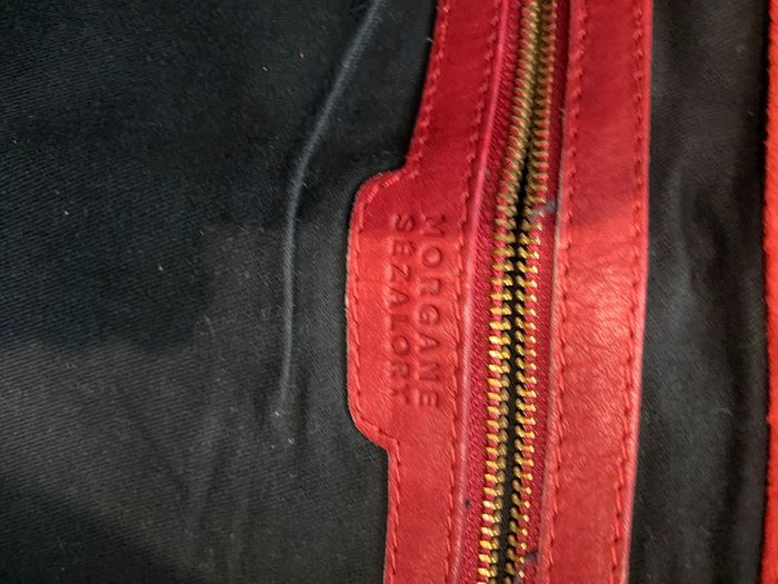 Grand sac cabas cuir daim Morgane sezalory bordeaux - photo numéro 2