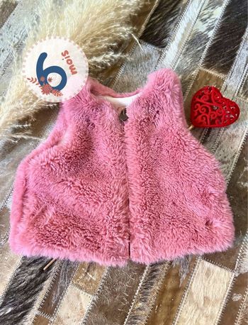 🌸 Gilet en Fausse Fourrure Rose - Creeks - 6 Mois