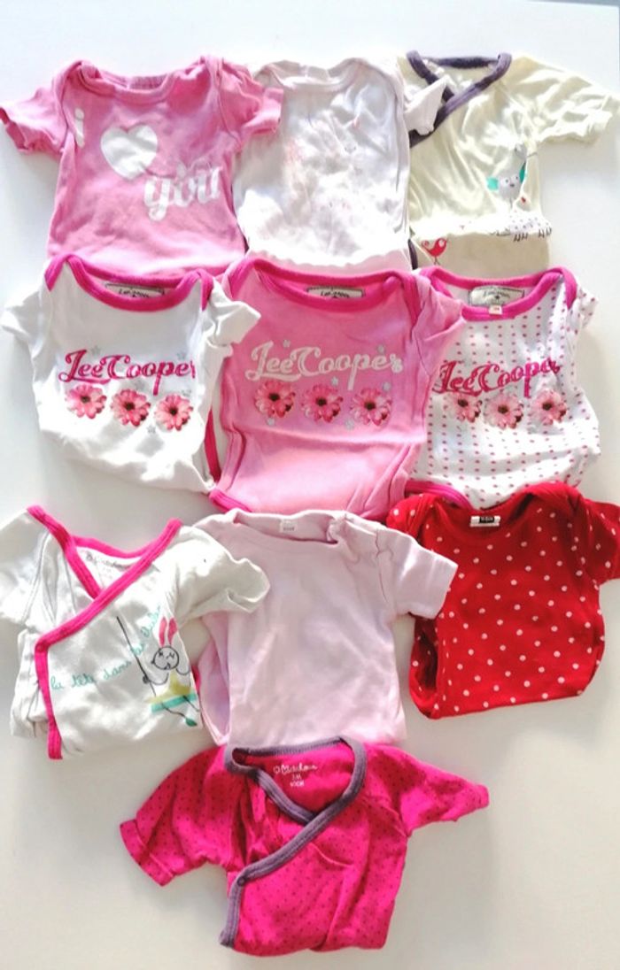 Lot de 10 bodies manches courtes 3 mois fille