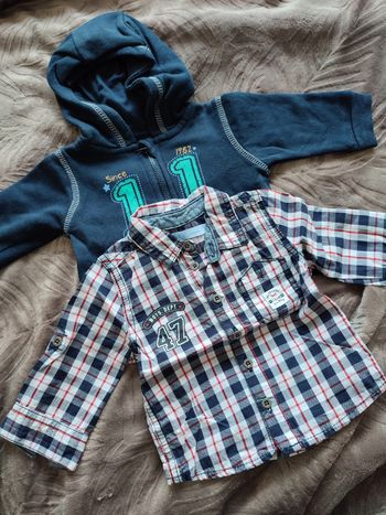 Lot de gilet zippé et chemise 3 mois