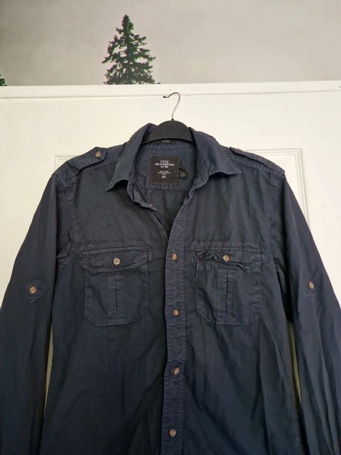 Chemise manches longues h&m label of graded goods bleue taille s - photo numéro 3