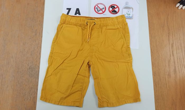 7 ans Bermuda slim en toile unie short garçon jaune moutarde - photo numéro 1