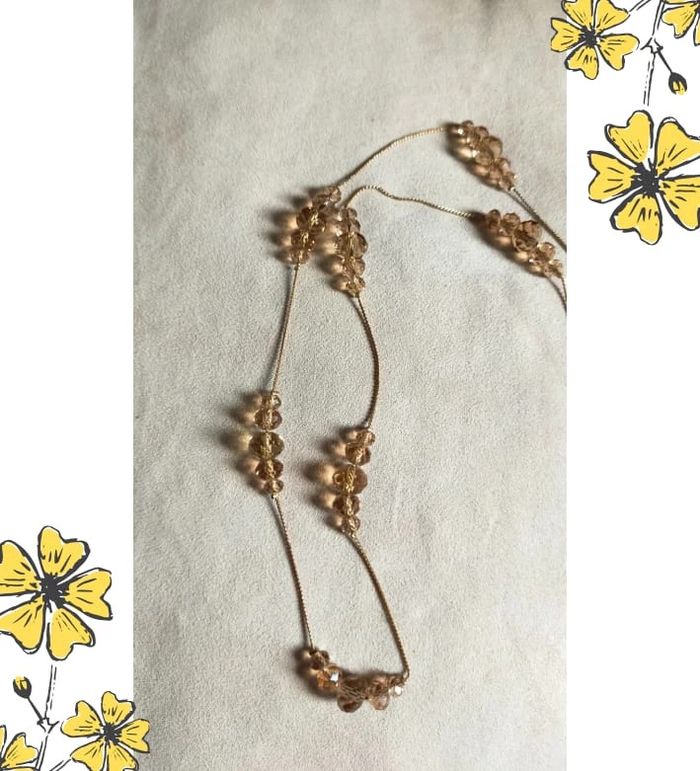 Collier vintage doré en perles facettées champagne – Élégance rétro - photo numéro 14