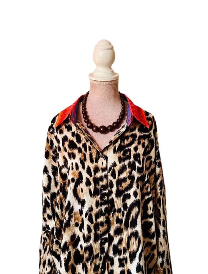 🧡🐆Chemise léopard oversize funky chic ethnic wild tribal multicolored animal shirt🐆🧡 - photo numéro 8