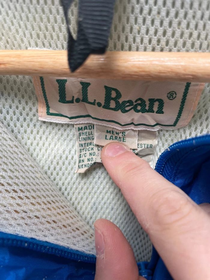 Men’s Vintage L.L. Bean Bright Blue Anorak Poncho Windbreaker Jacket Size L - photo numéro 8