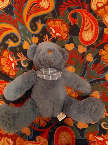 Blancheporte - peluche ours bleu avec bandana