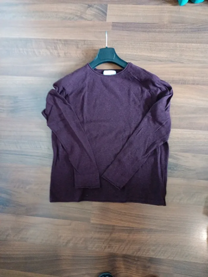 Tee-shirt manches longues homme Bershka bordeaux