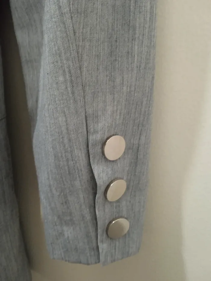 Veste femme de tayeur 4th-reckless jusqu'au genoux avec ceinture et boutons grise taille 44 - photo numéro 7