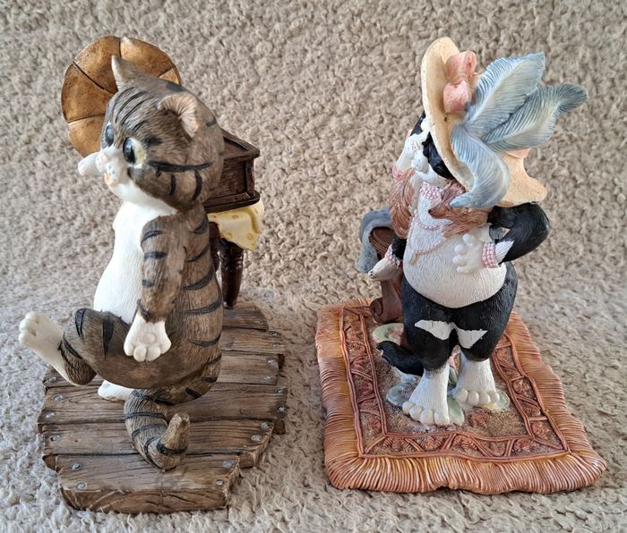 🗿 Lot de 2 décorations statuettes chats - photo numéro 2