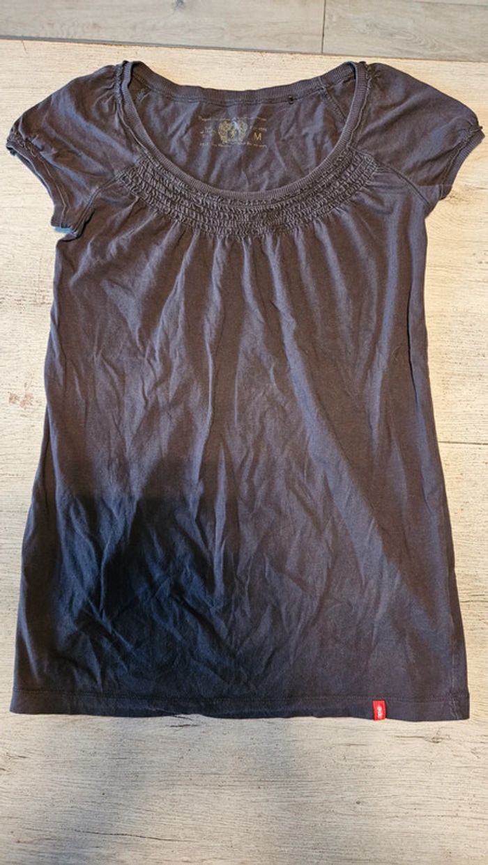 Tunique à manches courtes, brune, col large, EDC, taille M - photo numéro 3