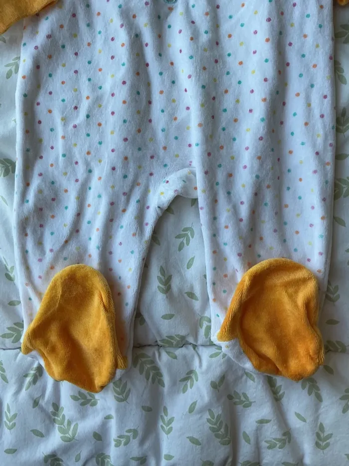 pyjama grenouillère en velours blanc à pois multicolore caramouille 12 mois - photo numéro 6