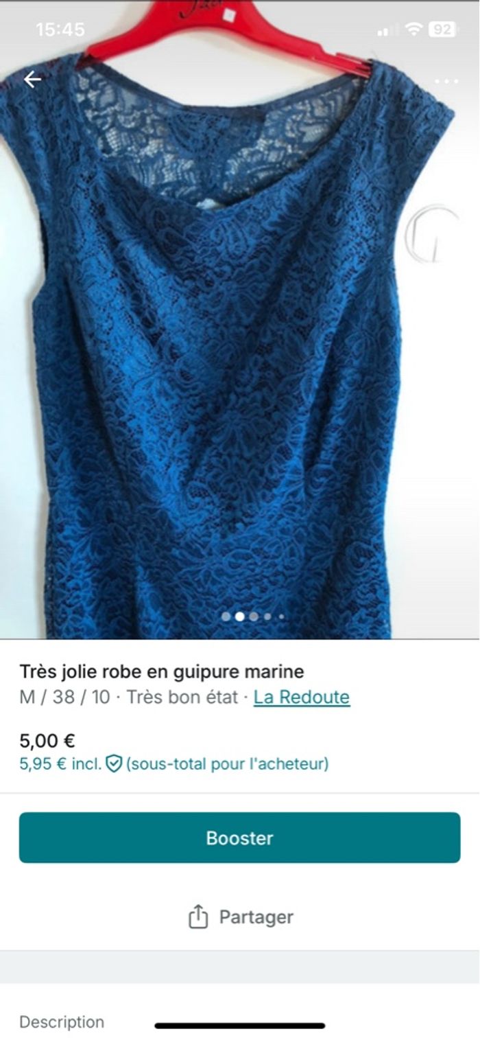 Très jolie robe en guipure bleu marine - photo numéro 2