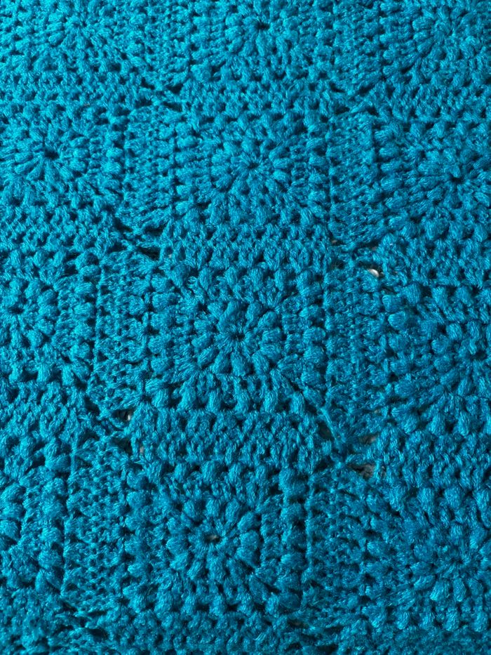 Vintage couverture granny crochet bleu - photo numéro 4