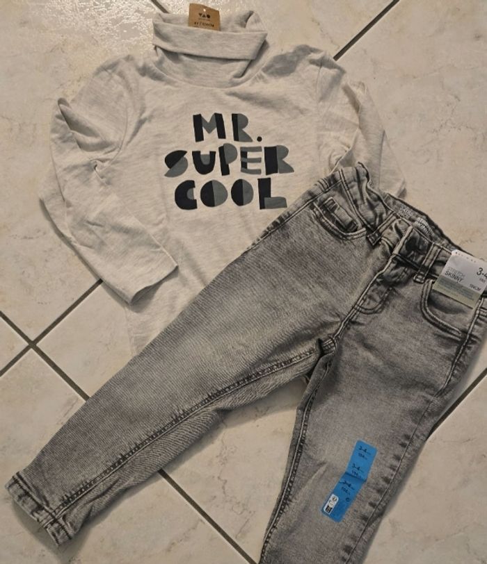 (Neufs non portés)🏷 🏷🤩🥰 💙💙 superbe ensemble sous pull et jeans skinny 4ans Garçon 🤩🥰