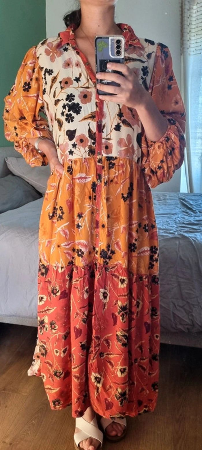 Robe longue d'été motif fleuri