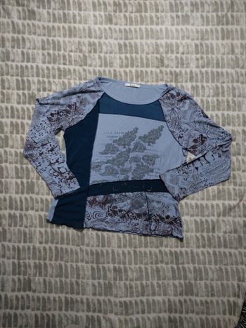 Tee-shirt blouse manches longues mauve violet imprimé motif Burton taille 40