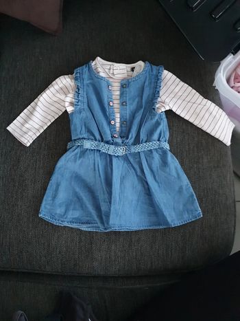 Robe  sans manche et tee shirt ML rayé 6 mois mi saison
