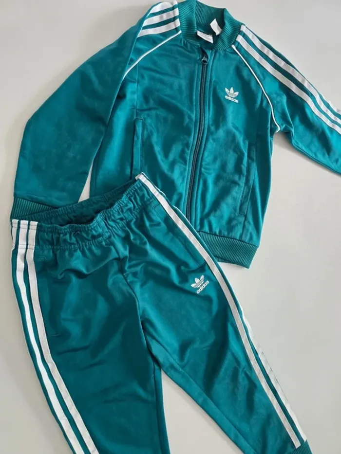 Ensemble jogging adidas vert turquoise - photo numéro 2