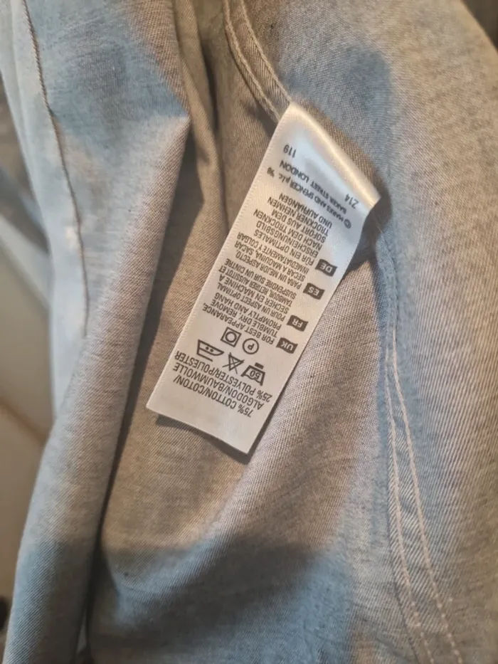 Chemise grise marks and spencer taille l tres bon etat coton - photo numéro 5