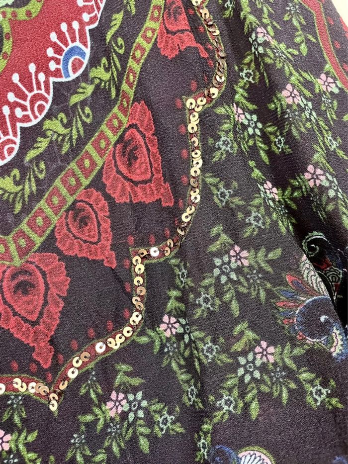Chemise ZARA voile sequins paisley et col velours L - photo numéro 3