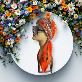 Foulard plissé vintage 100 Jade douche% Silk orange orange hermès