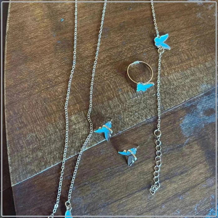 Parure  bijoux papillon blanc