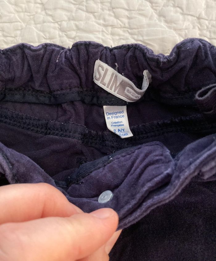 Pantalon velours ras marine Okaïdi 8 ans - photo numéro 4
