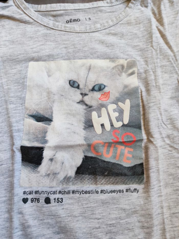 Tee-shirt manches courtes petit chat 5 ans - photo numéro 3