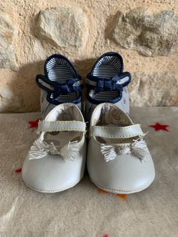 Lot 2 paires de ballerines Obaïbi beige & grises bébé T16