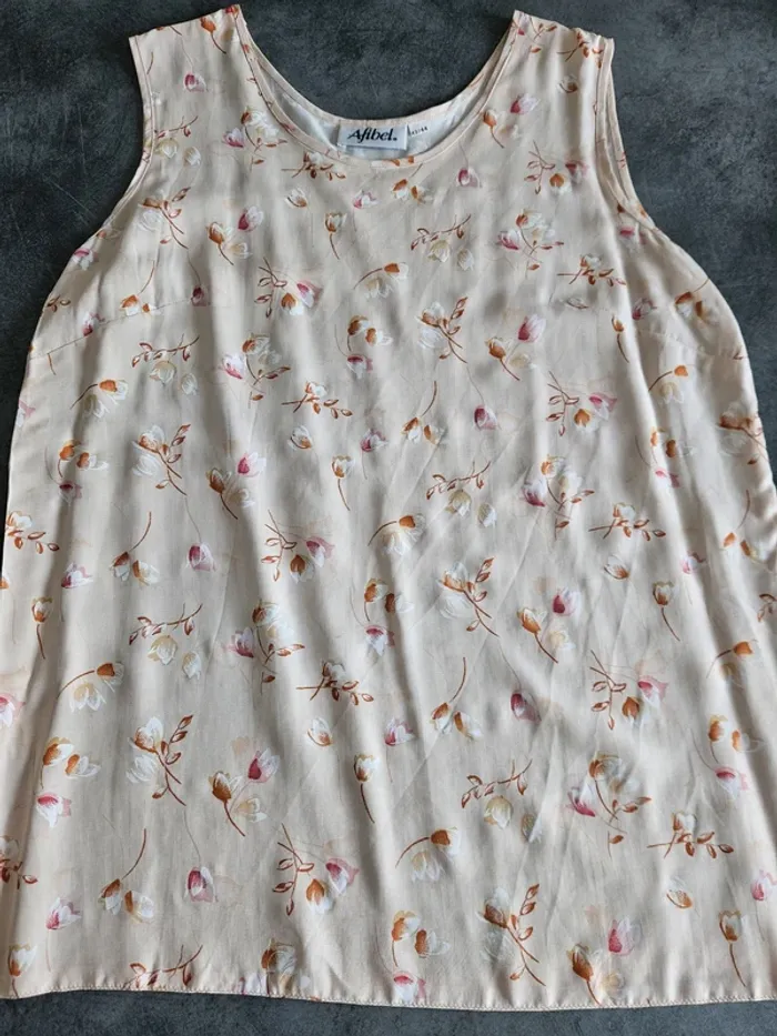 Blouse débardeur fleurie femme - Taille 42 / 44 - Afibel - Beige - photo numéro 5