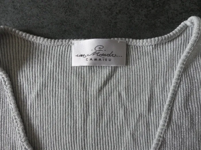 Haut gris argenté Camaïeu S - photo numéro 3