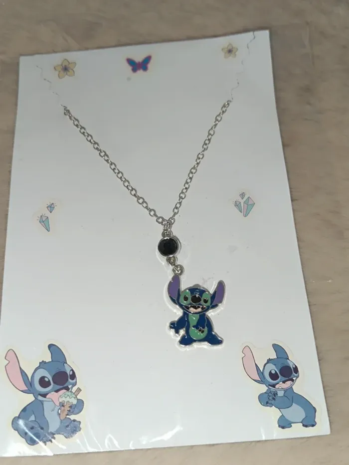Collier argenté - Strass - Stitch