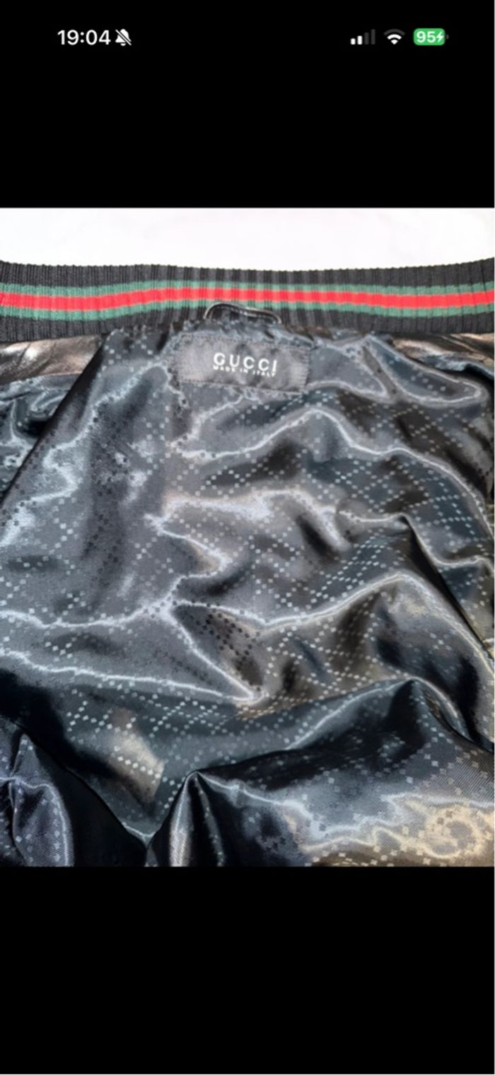 Leather bomber jacket with Web Gucci Veste en cuir Gucci - photo numéro 6