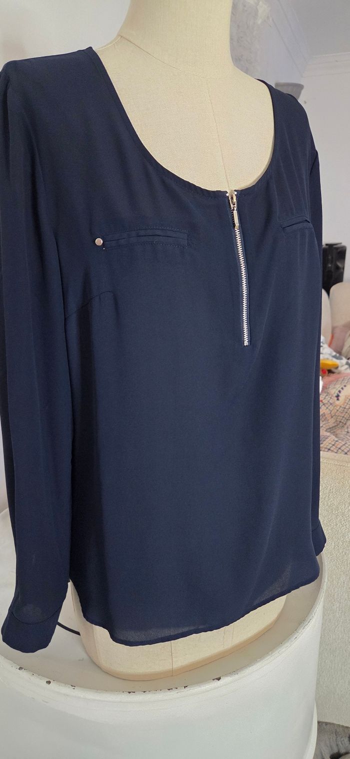 ARMAND THIERY – Blouse Bleu Marine Fluide – Taille 3 (L) – Élégante & Intemporelle - photo numéro 2