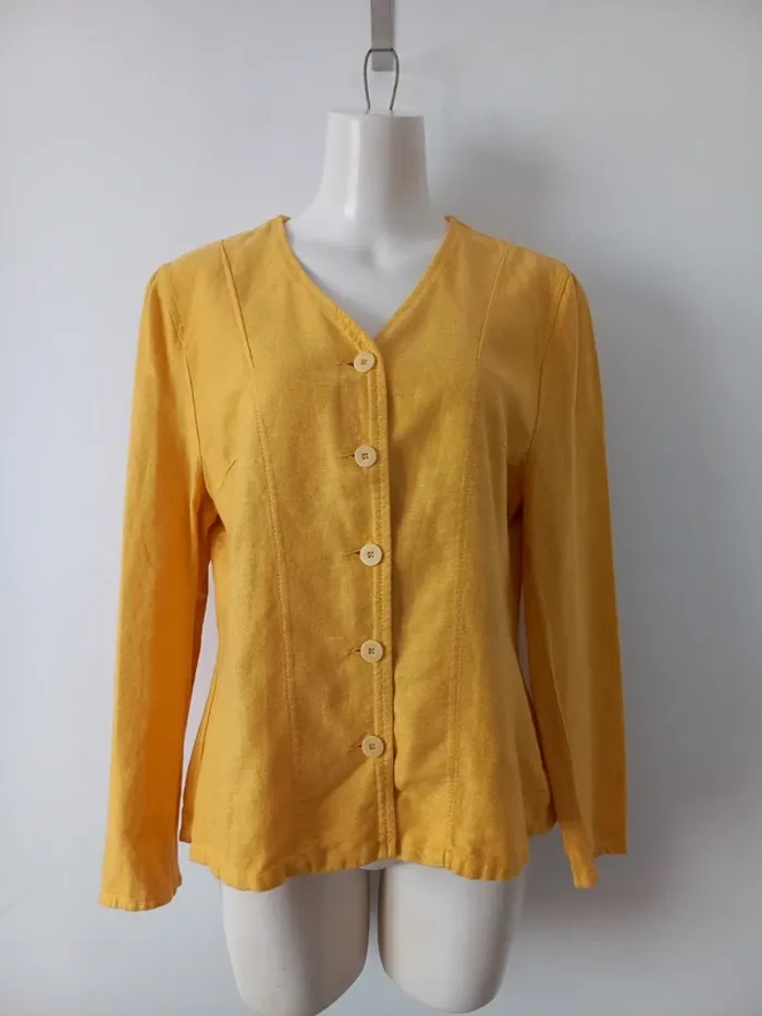 Veste jaune en lin et coton - Sugar - taille 40
