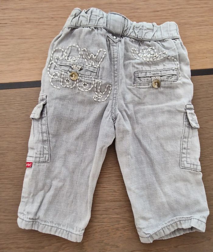 Pantalon jean gris matelassé dpam 3 mois en parfait état - photo numéro 2