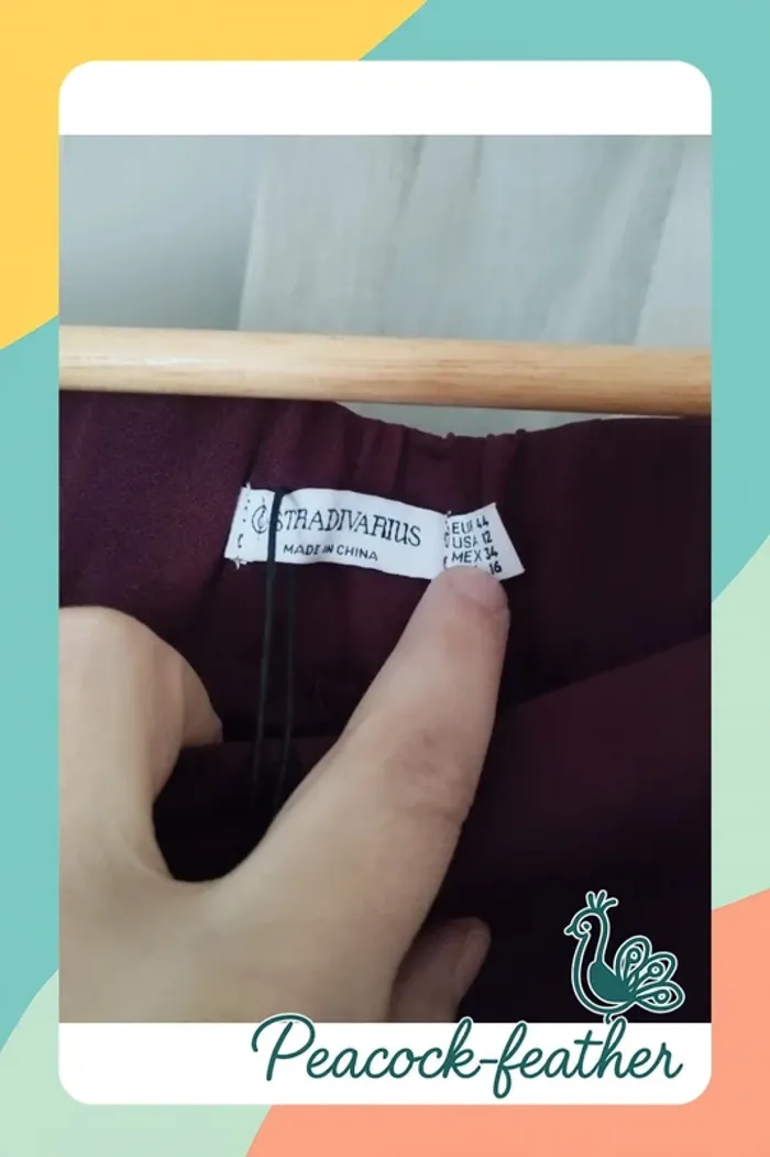 Pantalon large stradivarius bordeaux neuf étiqueté 44 - photo numéro 7