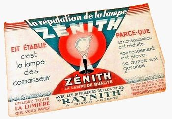 Ancien buvard   La réputation de la lampe Zénith Imprimerie Marseillaise Marseille