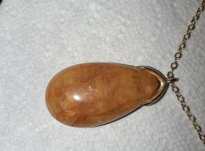 Pendentif cornaline / chaîne dorée - photo numéro 3