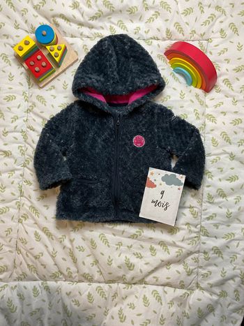 gilet zippé en polaire bleu marine et rose terre de marins 9 mois