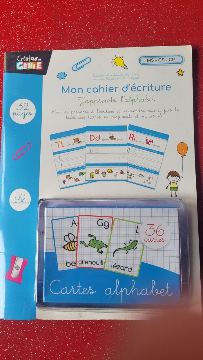 Lot de deux cartes avec cahiers pour enfant MS GS  CP - photo numéro 2