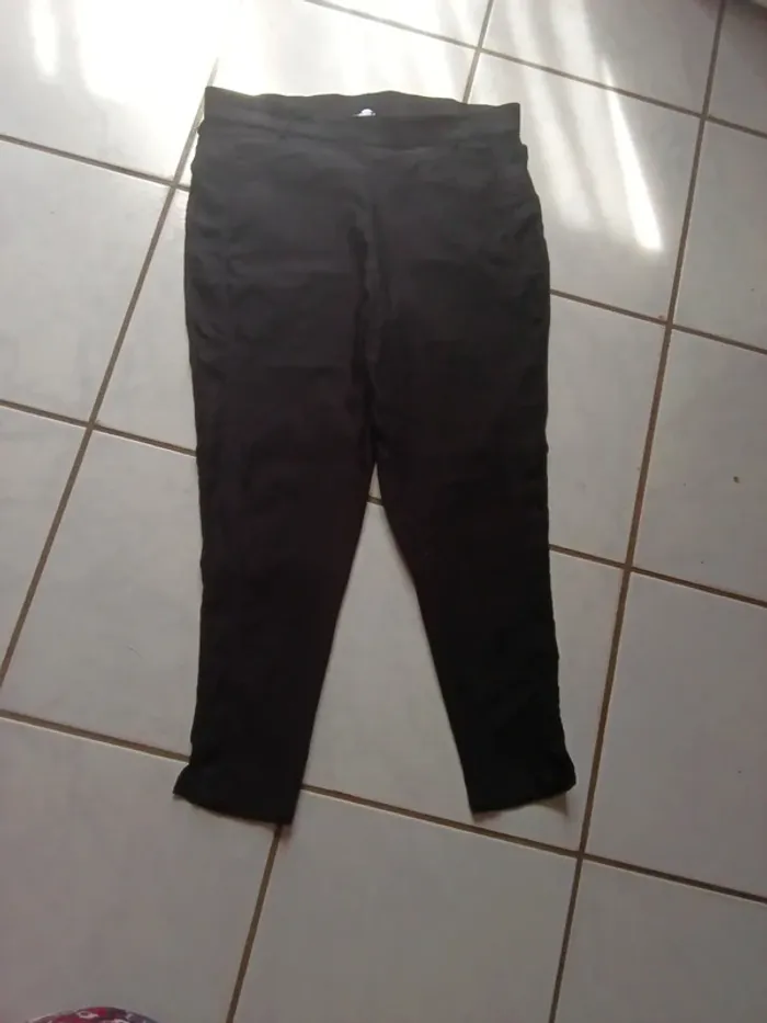 Pantalon léger noir femme taille élastique 48