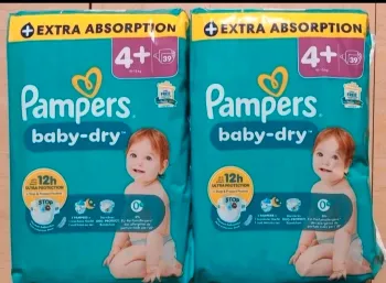 2 paquets de 39 couches Pampers baby dry taille 4+ neuf