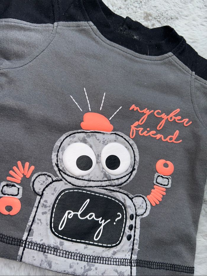 Haut à manches longues gris robot - 3 mois - photo numéro 2