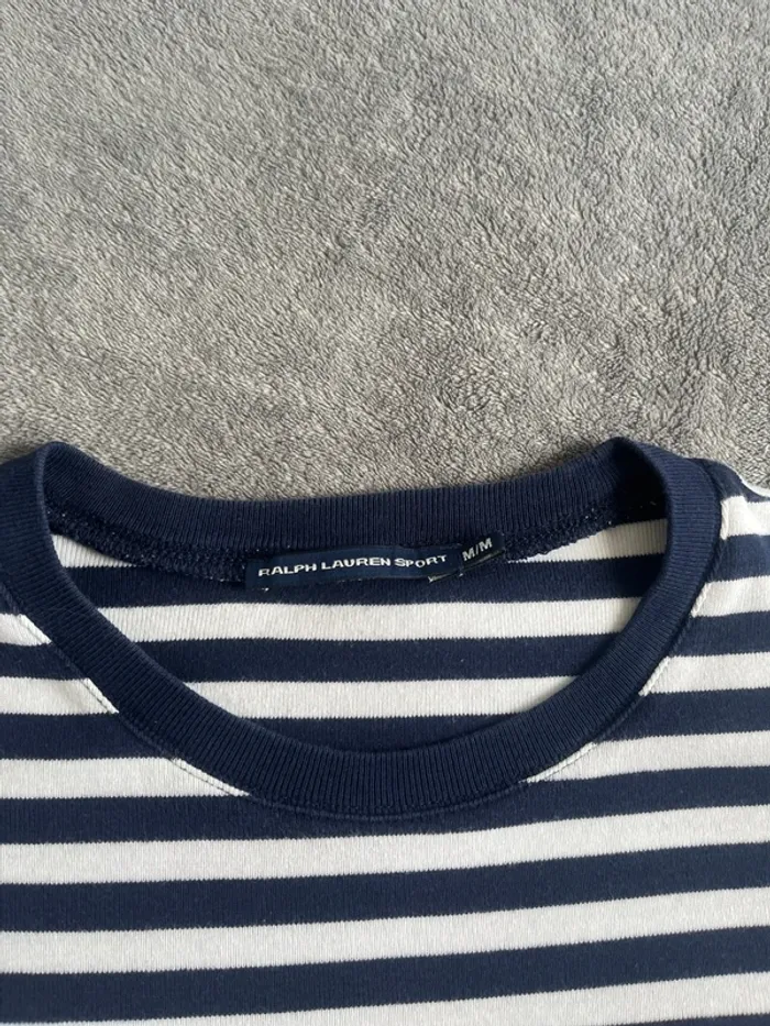 Sweat rayé Ralph Lauren manches longues – Taille M – Logo brodé rouge - photo numéro 3