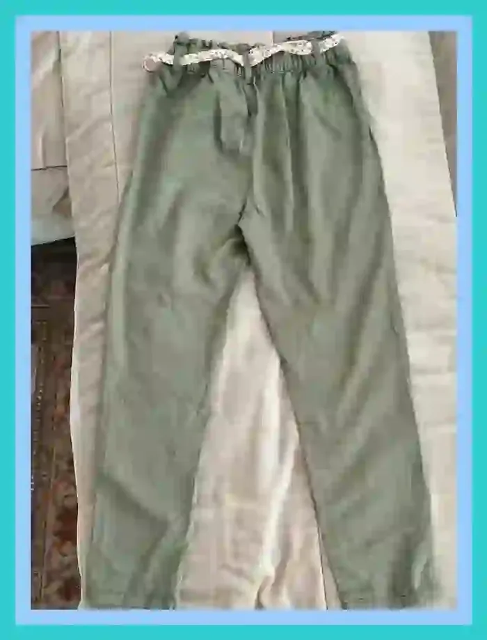 Pantalon twell Vertbaudet fille 10 ans vert militaire  7522818223 - photo numéro 6