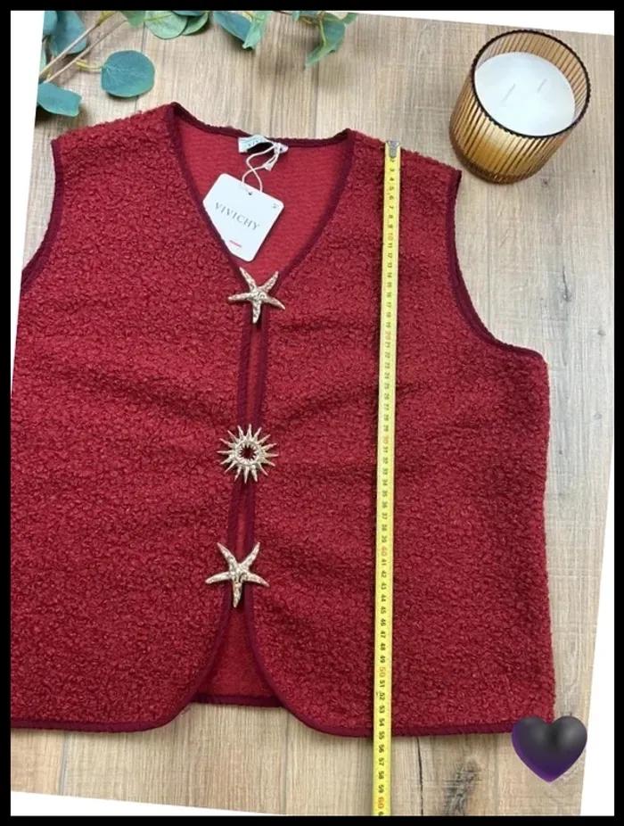 veste sans manches femme neuf rouge top femme taille 38 taille 40 taille 42 gilet - photo numéro 3