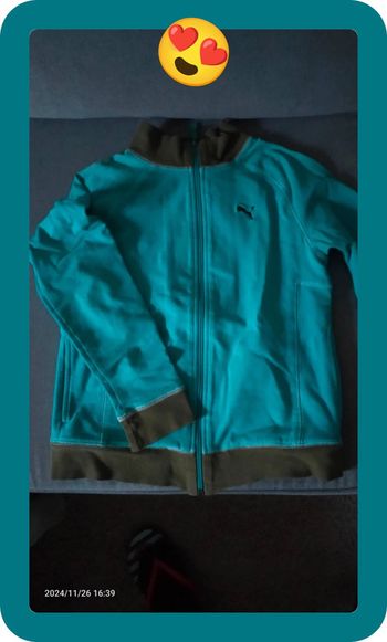 Sweat zip femme puma, tailles S, turquoise, très bon état