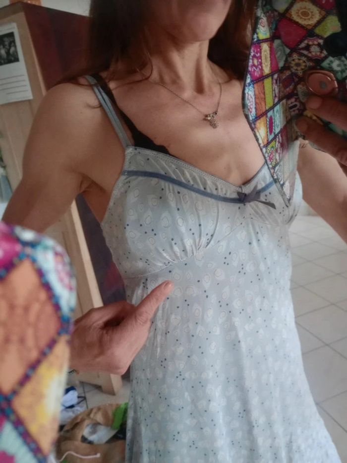 Nuisette M gris bleuté motifs gouttelettes c84 - photo numéro 4